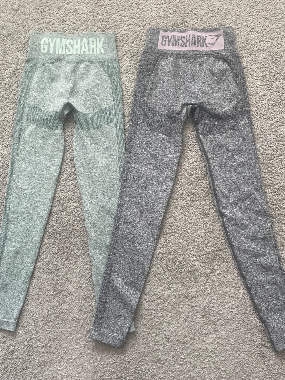 Gymshark Flex High Waisted Seamless Leggings Size XS - Set of 2 Grey Green